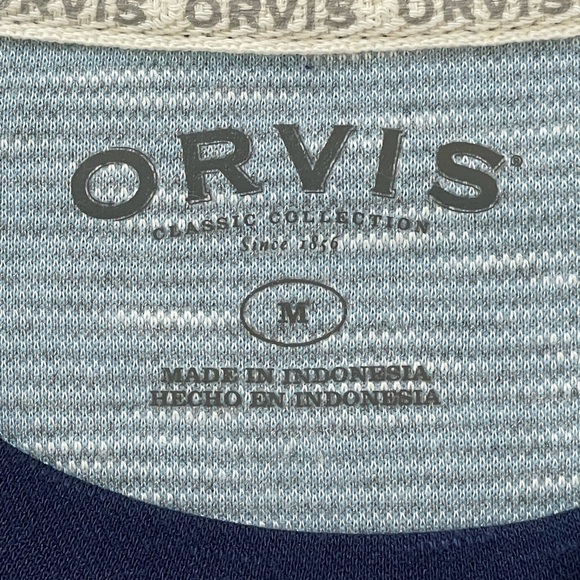 Orvis Classic Collection Shirt Blue MED Long Sleeve Tee Rayon Polyester Blend - Picture 9 of 9